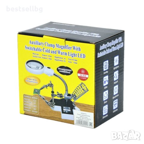 Мощна настолна лупа лед осветление свободни ръце трета ръка запояване, снимка 9 - Поялници и запояване - 28966514