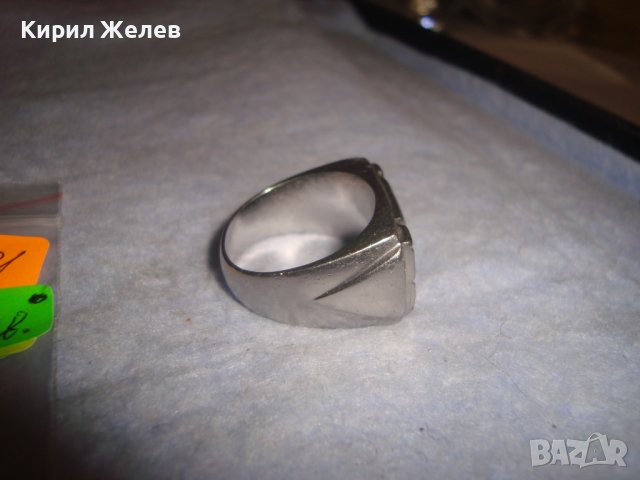 СТАР РЕТРО ВИНТИДЖ СТИЛЕН КЛАСИЧЕСКИ ПОСРЕБРЕН ПРЪСТЕН БЛАГОРОДНА СТОМАНА МАЙСТОРСКА ИЗРАБОТКА 19381, снимка 9 - Пръстени - 37463780