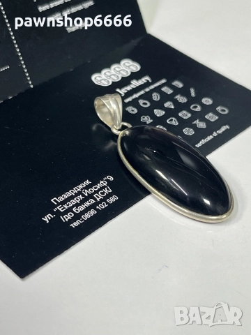 Висулка с Хематит и сребърен обков 925 / сребърна висулка /, снимка 3 - Колиета, медальони, синджири - 52707806