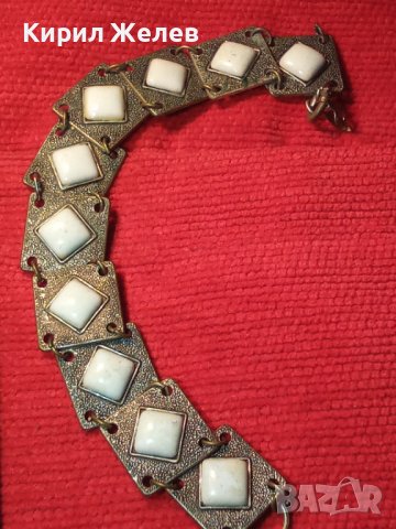 ВЪЗРОЖДЕНСКА БРОНЗОВА ПОСРЕБРЕНА ГРИВНА с КАМЪНИ 11895, снимка 5 - Антикварни и старинни предмети - 30523543