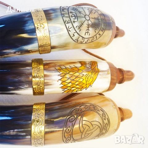 Барутница от естествен биволски рог с бронзов обков., снимка 5 - Ръчно изработени сувенири - 44978688