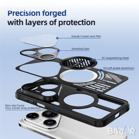 Huawei Pura 80 Pro / 80 Pro+ ABEEL Удароустойчив Aluminium Alloy + PC + TPU /Hollow Heat Dissipation, снимка 9 - Калъфи, кейсове - 51745243