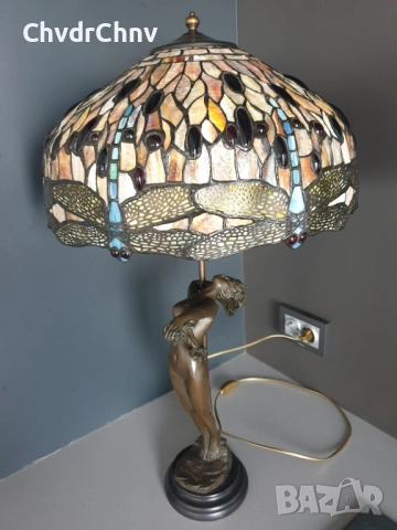 Frishmuth Tiffany лампа с бронзова фигура 80см10кг/еротика/стара ТИФАНИ лампа-статуетка на гола жена