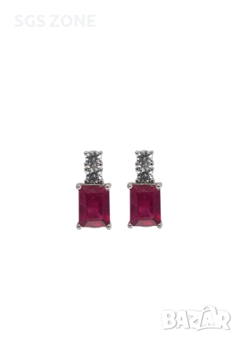 Сребърни Обеци със РУБИНИ 