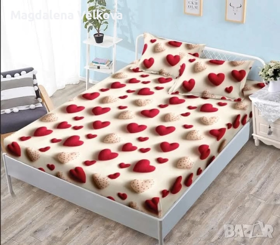 Чаршаф с ластик и 2 калъфки , снимка 7 - Спално бельо - 52800216