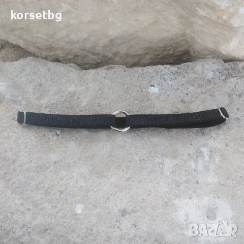 Ръчно изработен дамски жартиер от черен лурекс с блясък и метални елементи 7073, снимка 1