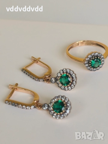 Златен пръстен и златни обеци 14 карата 585