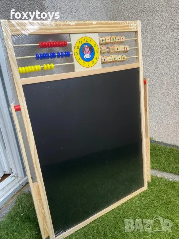 Дървена магнитна дъска със сметало, часовник и комплект магнитни букви и цифри, снимка 3 - Образователни игри - 50040917