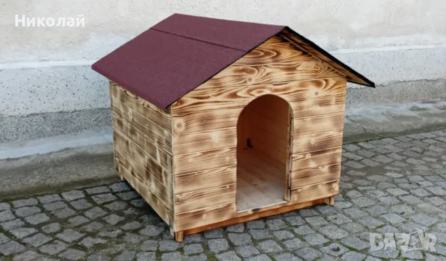 Голяма дървена къща за кучета , къща за големи породи кучета , къща от дърво за куче, кученца