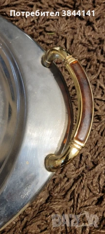 Поднос с позлатени дръжки с кехлибар, снимка 3 - Прибори за хранене, готвене и сервиране - 50507944