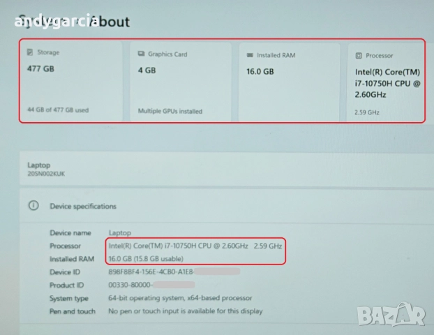Lenovo ThinkPad P17/Intel Core i7-10750H/16GB RAM/512GB SSD/NVidia Quadro T2000 4GB/17.3 Full HD IPS, снимка 14 - Лаптопи за работа - 51986959