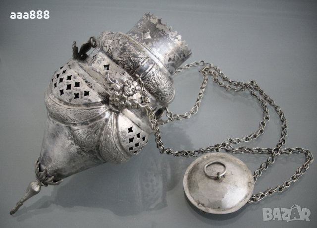 Старинно кандило сребро 19 век, снимка 6 - Антикварни и старинни предмети - 27961320
