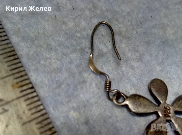 СВЕЖАРСКА ФЛОРАЛНА ЕМАЙЛИРАНА СРЕБЪРНА ОБЕЦА ЦВЕТЕ СРЕБРО 925 ПРОБА 48628, снимка 10 - Обеци - 49732827