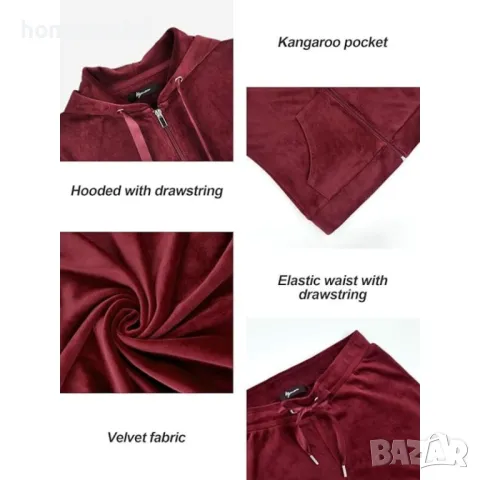 ПРОМОЦИЯ Дамски спортен комплект от висококачествена плюшена материя, червено, снимка 4 - Спортни екипи - 48034344