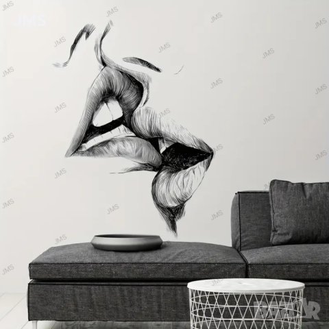 Модерен стикер за стена с целувка на устни, снимка 4 - Декорация за дома - 43447984