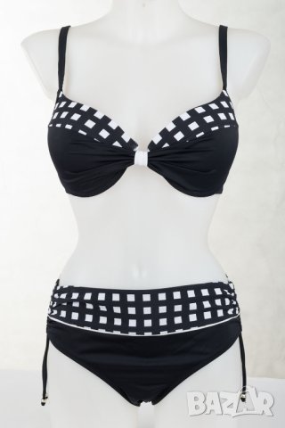 Дамски бански в черно с бял принт Meriell Club 42/D, снимка 2 - Бански костюми - 43126611