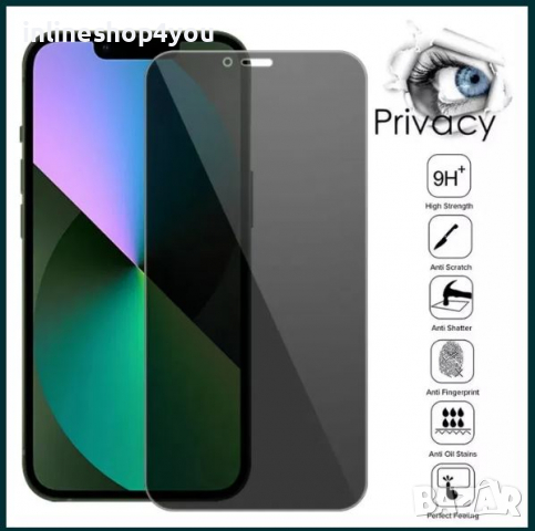 Privacy Стъклен Протектор Apple iPhone 13 Pro Max 12 Mini 11 XS XR 5D, снимка 6 - Фолия, протектори - 36426419