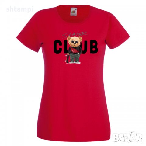Дамска тениска bear Skater CLUB,Мече,Меченце,Животно, Играчка,Изненада,Подарък,Повод,, снимка 4 - Тениски - 37292171