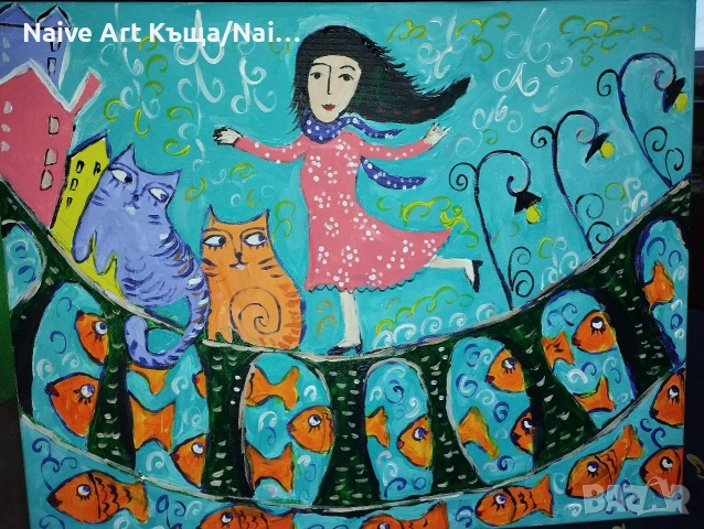 Картина платно маслени бои акрилни бои размер. ш 52 /в. 42, снимка 3 - Картини - 52593281