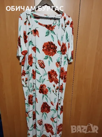 НОВА 4xl раз.58 ПРЕКРАСНА ЛЯТНА БЯЛА РОКЛЯ С ЧЕРВЕНИ ЦВЕТЯ, снимка 3 - Рокли - 49589742