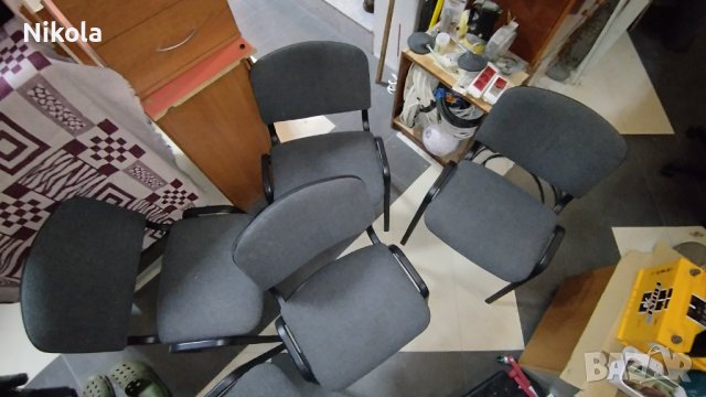 Стол - посетителски офис столове текстилна дамаска сива 5бр, снимка 8 - Столове - 43614694