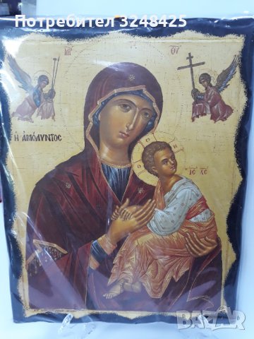 Голяма икона на Пресвета Майка Богородица Закрилница - ръчна изр. Модел А - с Архангелите Пазители., снимка 4 - Икони - 37628324