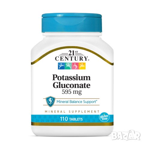 21st Century, Potassium Gluconate /Калиев глюконат/, 595 mg, 110 таблетки, снимка 1 - Хранителни добавки - 43533314