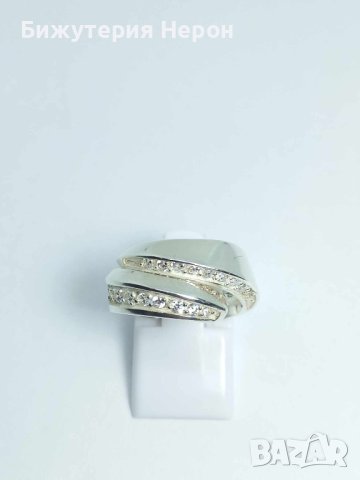 Сребърен пръстен с много цирконий, снимка 1