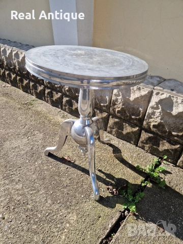 Чудесна антикварна алуминиева градинска масичка , снимка 5 - Градински мебели, декорация  - 52804024