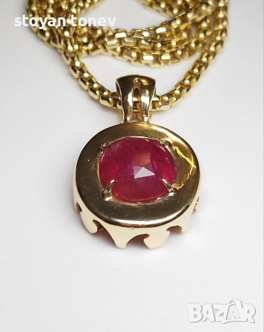 Издържан медальон с голям естествен рубин и неповторим дизайн! Уникат!кат!