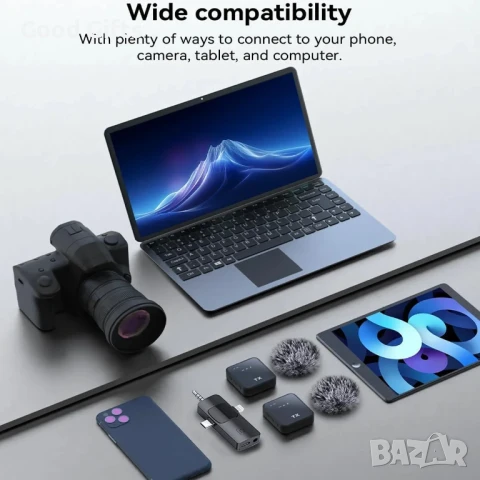 Безжичен петличен микрофон с два предавателя и 3-в-1 приемник, снимка 7 - Микрофони - 51257164