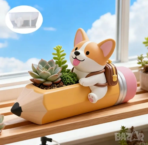 Молд кашпа куче с молив, снимка 6 - Форми - 53162764