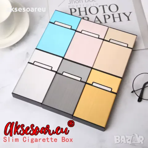 Алуминиева табакера кутия за тънки Слим цигари мурати слим Murati slim контейнер за съхранение , снимка 15 - Табакери - 50232567