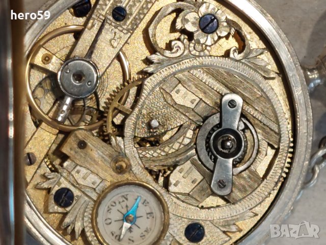 Стар сребърен джобен часовник с компас-за китайския маркет, снимка 18 - Мъжки - 43791537