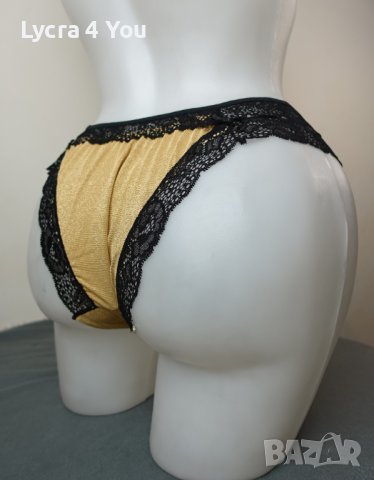S/M луксозна бикина в златисто с черна дантела, лимитирана поръчкова серия, снимка 3 - Бельо - 43647388