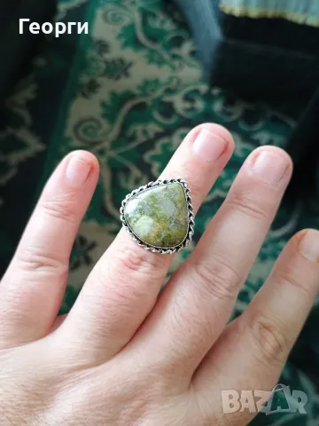Пръстен с епидот, снимка 5 - Пръстени - 50098753