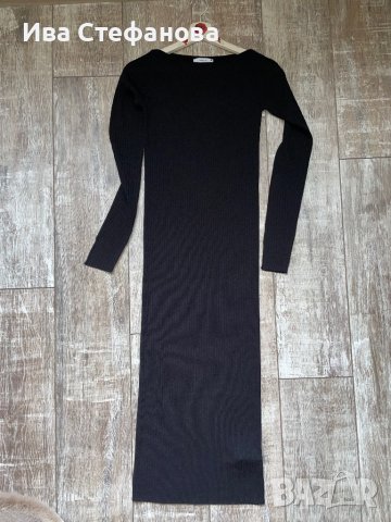 нова еластична спортно елегантна ежедневна дълга елегантна черна рокля рипс, снимка 4 - Рокли - 43610703