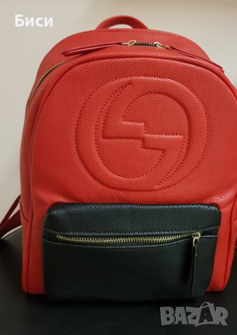 Gucci/Гучи-средно голяма червена раница ,естествена кожа, снимка 1 - Раници - 40057862
