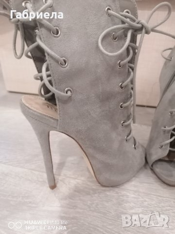 Сандали, летни боти сив велур, снимка 3 - Сандали - 32731168
