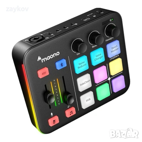 Аудио миксер и звукова карта Maono G1 Neo, RGB, Bluetooth 4.2, XLR, 2 x USB, Jack 3.5 mm, Черен, снимка 2 - Друга електроника - 53588064