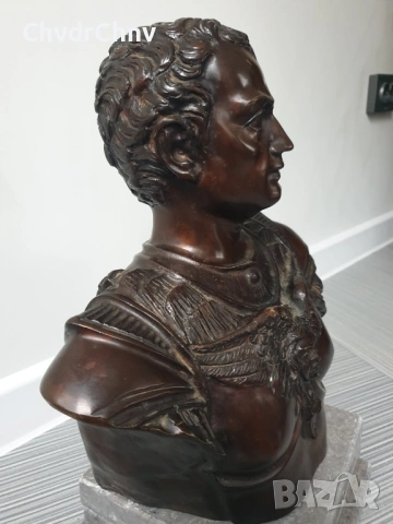 35см-14кг Ruocco статуя-бюст/стара италианска бронзова скулптура/фигура на римски император, снимка 3 - Статуетки - 53035118