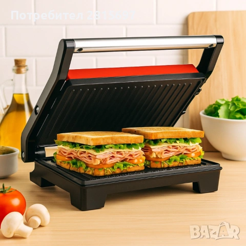 Тостер грил Royalty Line RL - PM1000 - Контактен грил и сандвич преса 2 в 1, снимка 4 - Тостери - 53072187