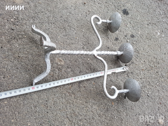 Кован свещник тройка, снимка 2 - Антикварни и старинни предмети - 52734958