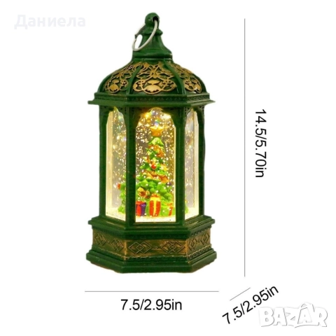 Коледен светещ фенер с въртящ се снежен ефект – уют и коледна магия, снимка 6 - Декорация за дома - 52812510