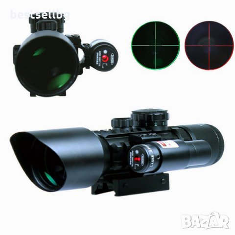 Бързомерец оптически прицел оптика оръжие мерник червен лазер бързомер еърсофт въздушна ловна пушка