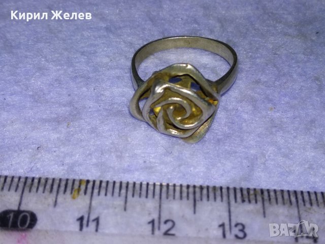 СРЕБЪРЕН РЕТРО АРТ ПРЪСТЕН РОЗА СРЕБРО 925 АЖУРНА РЪЧНА СТАРА ИЗРАБОТКА 40155, снимка 6 - Пръстени - 43226765