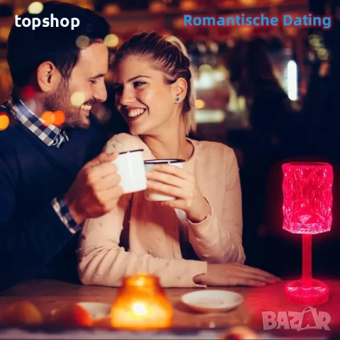 НОВА LED кристална настолна лампа Ausolee, сензорна и димируема [16 цвята и 4 режима] с дистанционно, снимка 8 - Настолни лампи - 50493240