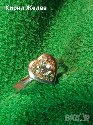 ПРИКАЗЕН РОМАНТИЧЕН СЪРЦЕВИДЕН СКЪПОЦЕНЕН СРЕБЪРЕН ПРЪСТЕН СРЕБРО 925 с БЯЛА ПОЗЛАТА и ЦИРКОНИ 38937, снимка 15 - Пръстени - 46270182