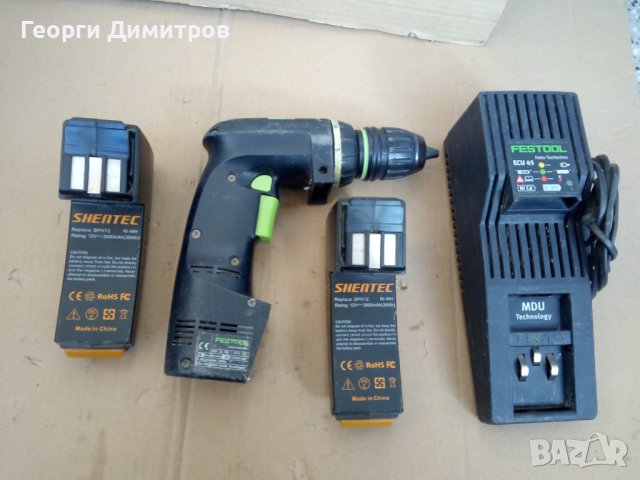 винтоверт Festool CDD12FX комплект 12V NiMH - две батерии 3.0Ah и зарядно, отличен, снимка 2 - Винтоверти - 43942983