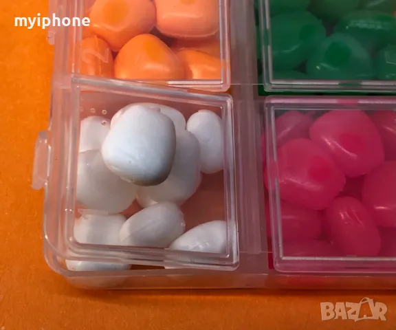 60 бр. Изкуствена Царевица 6 цвята  за риболов на шаран, разнообразна в 1 кутия, 6 цвята,, снимка 2 - Стръв и захранки - 48943907